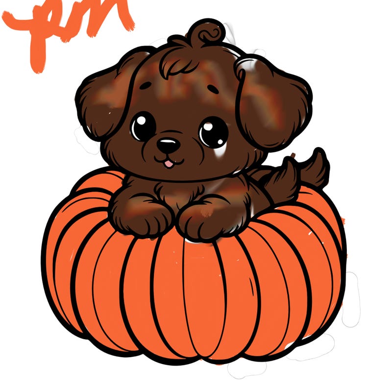 cute little puppy in a pumpkin