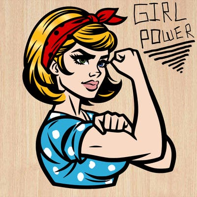 strong woman with a 60s american ad style