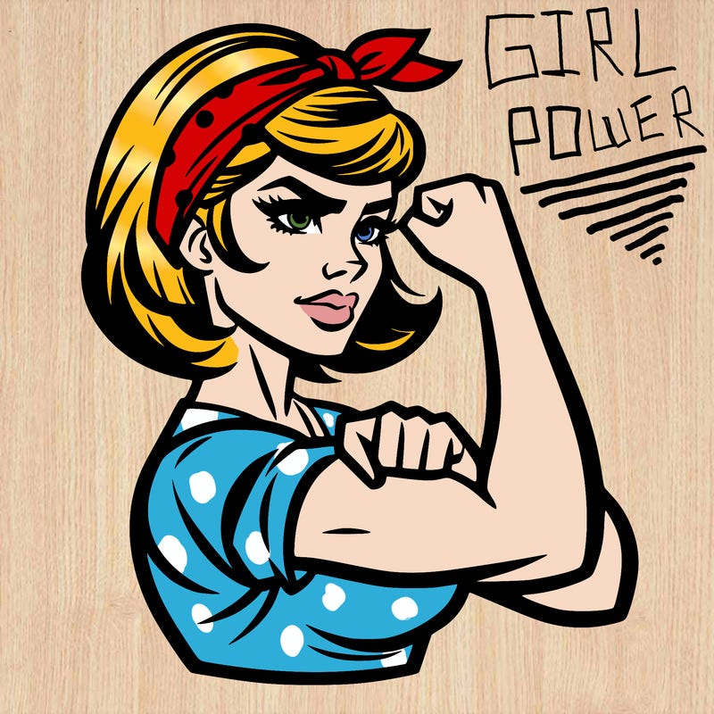 strong woman with a 60s american ad style