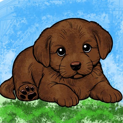 a cute realistic puppy