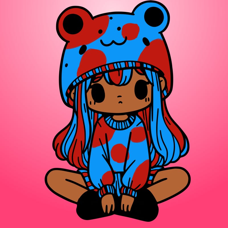 a girl wearing a frog hat and some frog socks