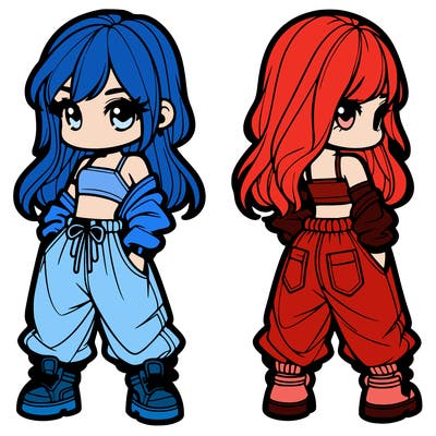 girl in crop top and baggy pants