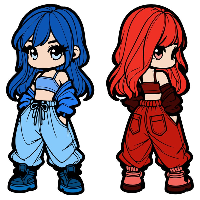 girl in crop top and baggy pants