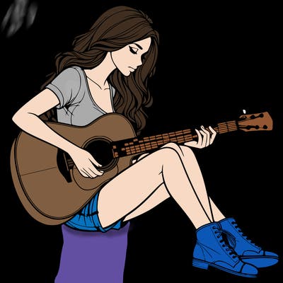 realistic woman play guitar