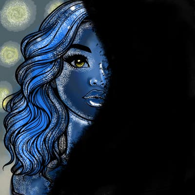 realistic girl with wavy hair and lips