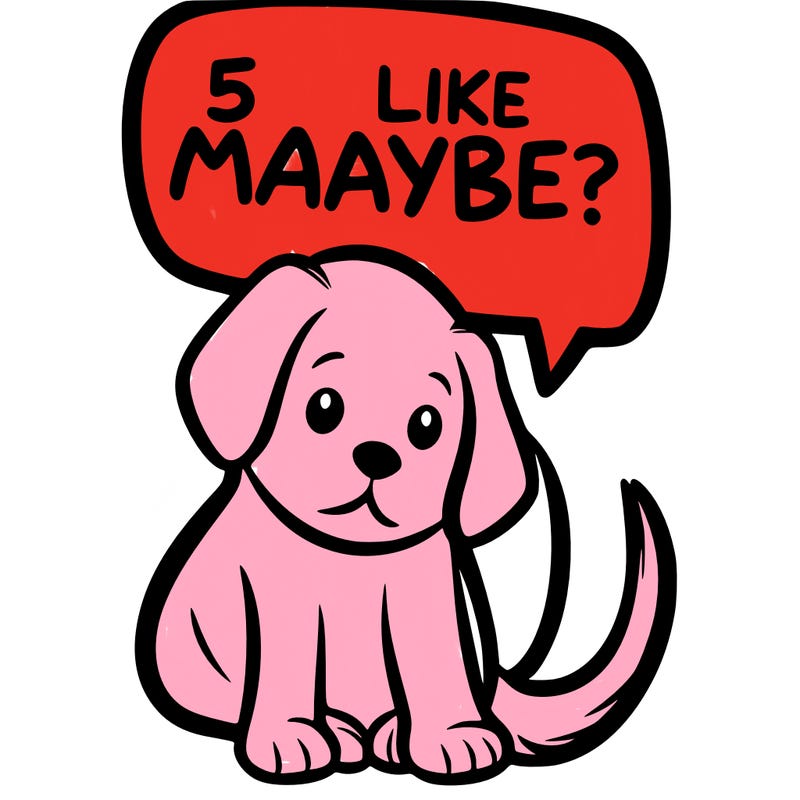 a puppy that says 5 like maybe
