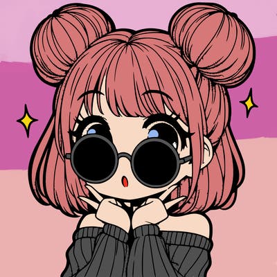 manga girl with hairbuns and sun shape sunglasses