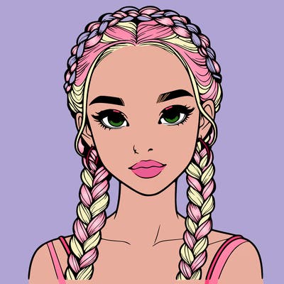 realistic girl with braids
