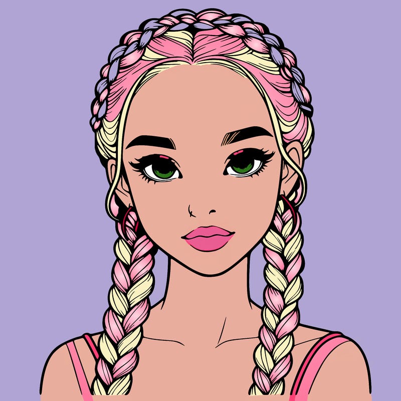 realistic girl with braids