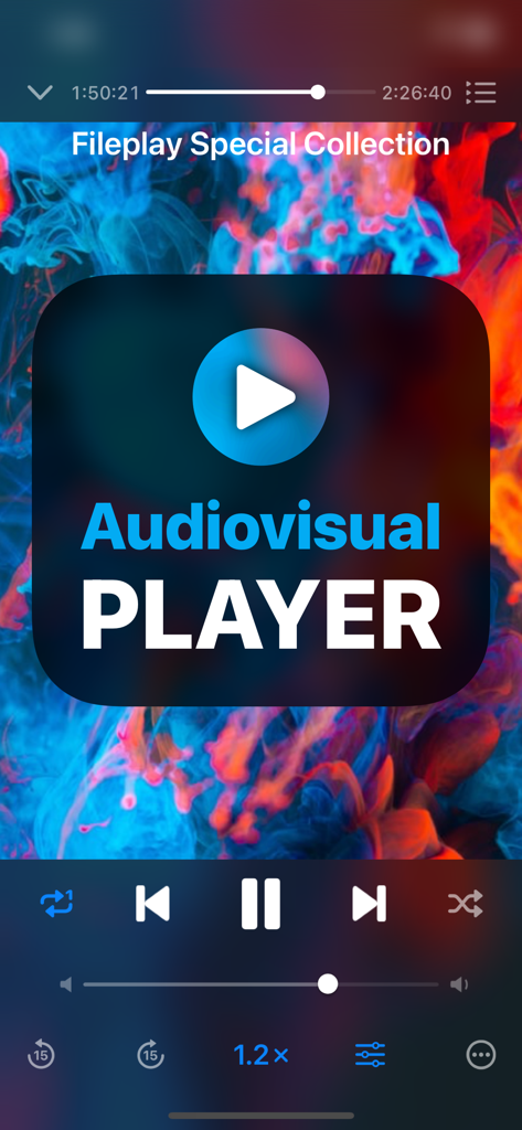 Fileplay - Documents Player - Fileplay audiovisual player interface with playback controls and speed adjustment