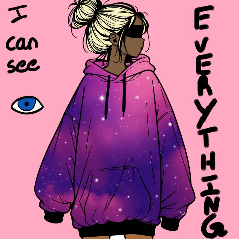 realistic girl with a oversized sweatshirt on and a bun