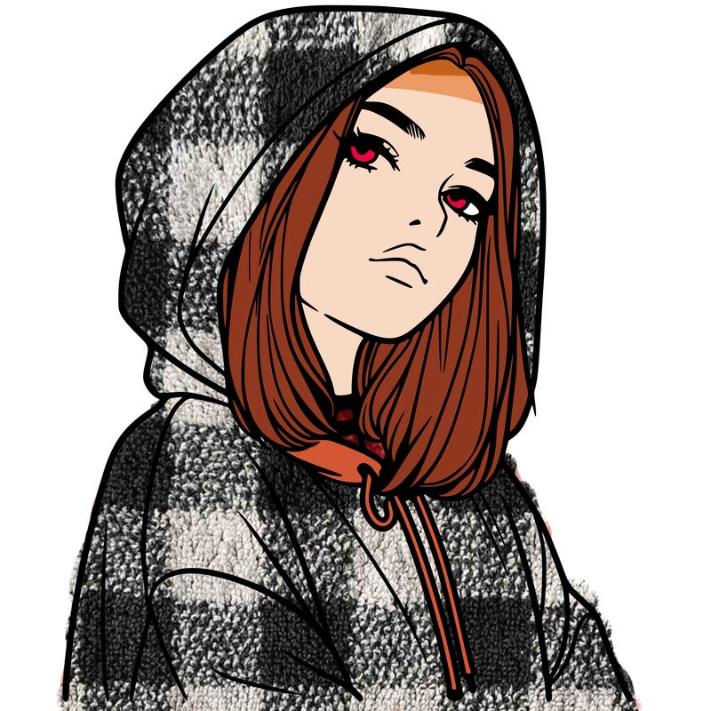 a realistic girl in a hoodie