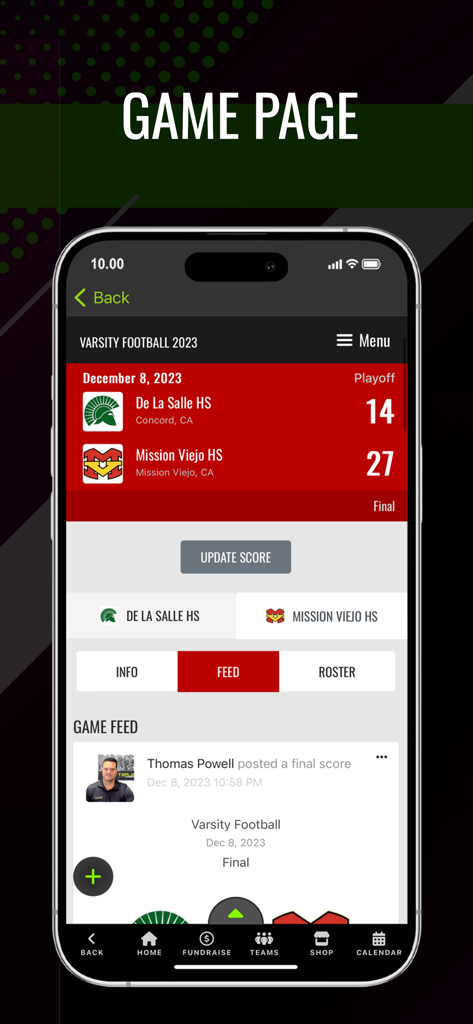 Blast Athletics - Blast Athletics app varsity football game scores and feed
