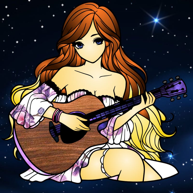 beautiful girl playing the guitar