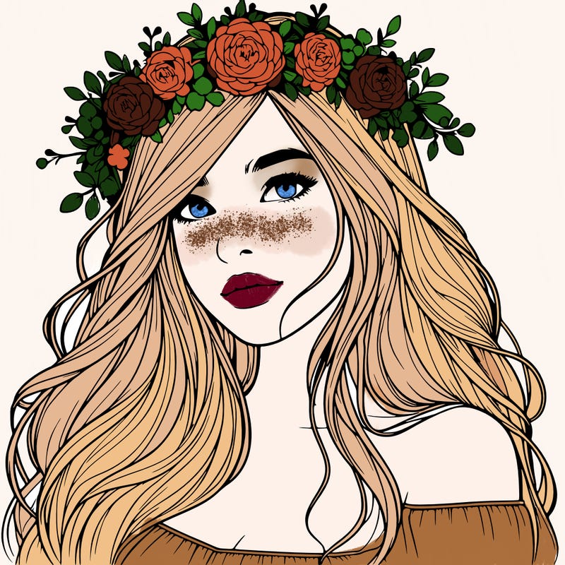 realistic girl with flower crown