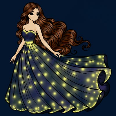 realistic woman with long flowing dress