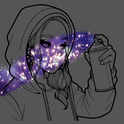 a realistic girl, spray painting