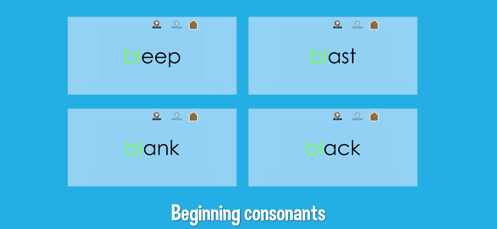 Learn to Read: Sight Words - Tarjetas educativas para grupos de consonantes iniciales que comienzan con bl