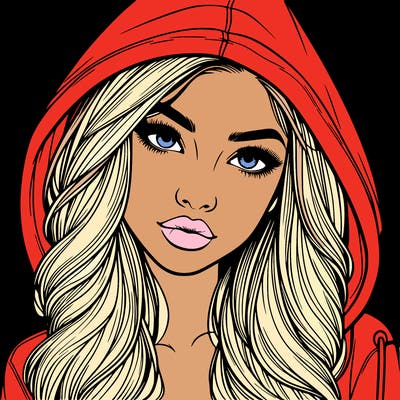 realistic beautiful girl with a hood on