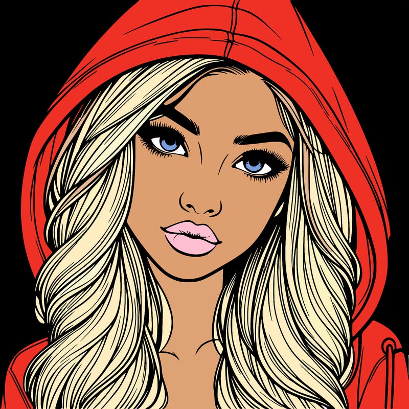 realistic beautiful girl with a hood on