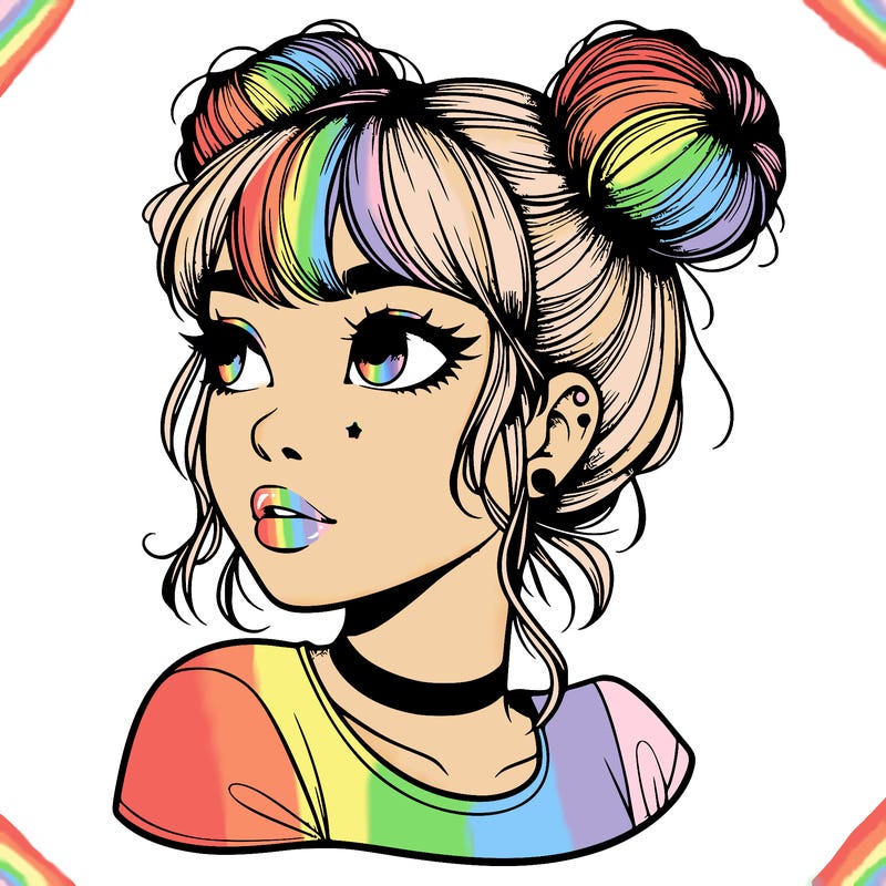 realistic girl with spacebuns
