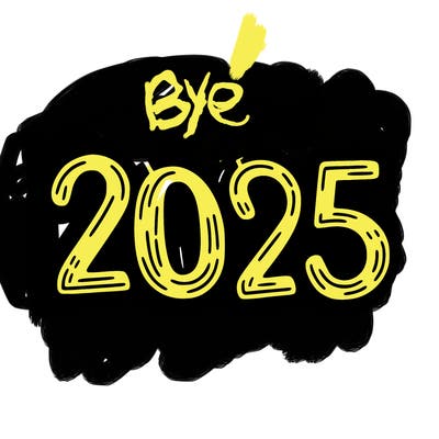 one line scrawled numbers sketch design “2025”