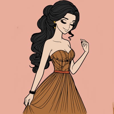 a realistic woman wearing an elegant dress