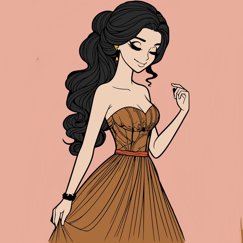 a realistic woman wearing an elegant dress