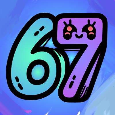 the numbers 67