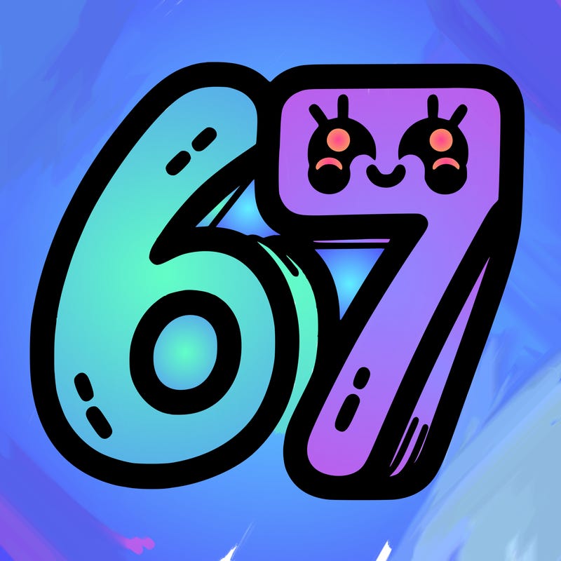 the numbers 67