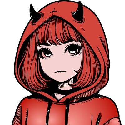 realistic girl with devil hoodie