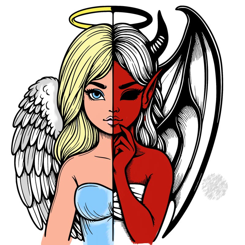 realistic angel half demon
