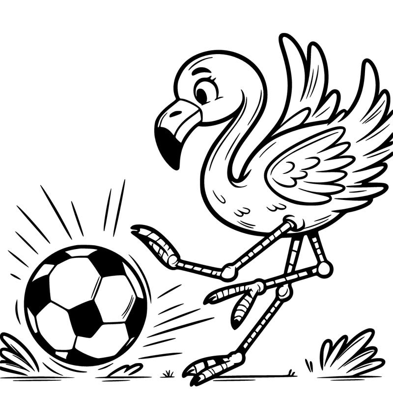 flamingo playing soccer scoreing