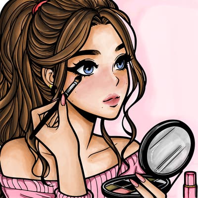 a realistic girl doing her makeup