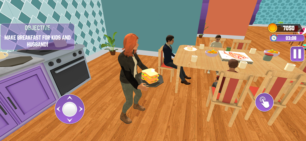 Mom Baby Care Mother Simulator - Virtual mother serving breakfast to her family in a mother simulator game