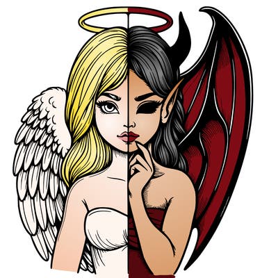 realistic angel half demon