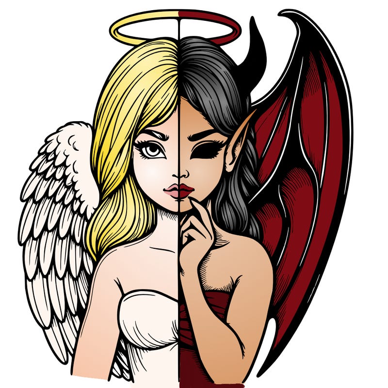 realistic angel half demon
