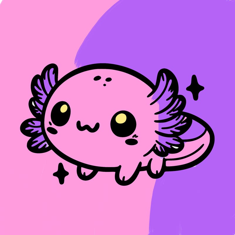 cute easy baby axolotl