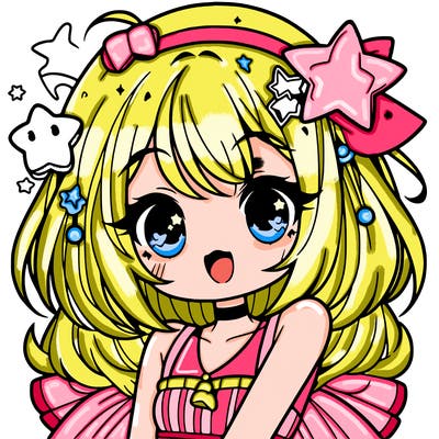 cute anime girl with star accessories