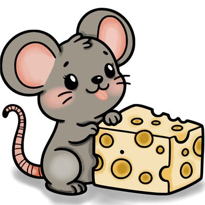 cute mouse with a block of cheese