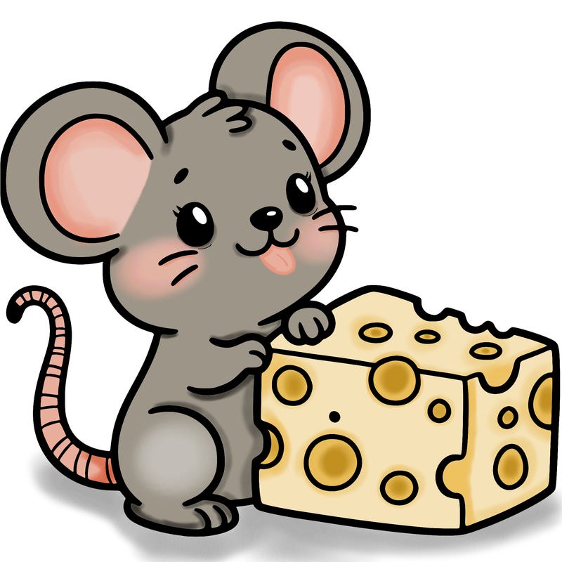 cute mouse with a block of cheese