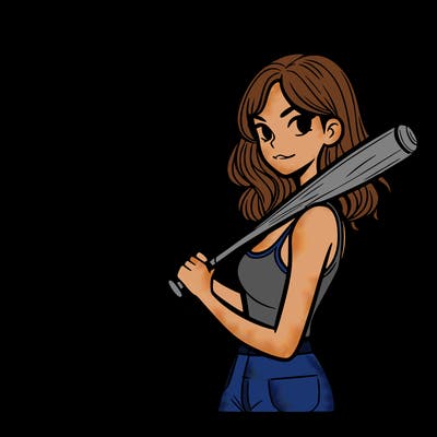 women holding a base ball bat