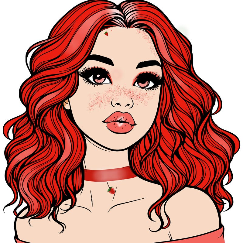 realistic girl with wavy hair and lips