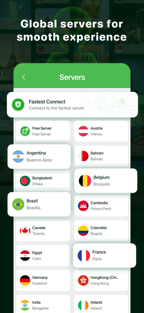 LineVPN: Fast Unlimited VPN - List of global VPN server locations for a smooth experience