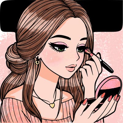 realistic girl doing makeup