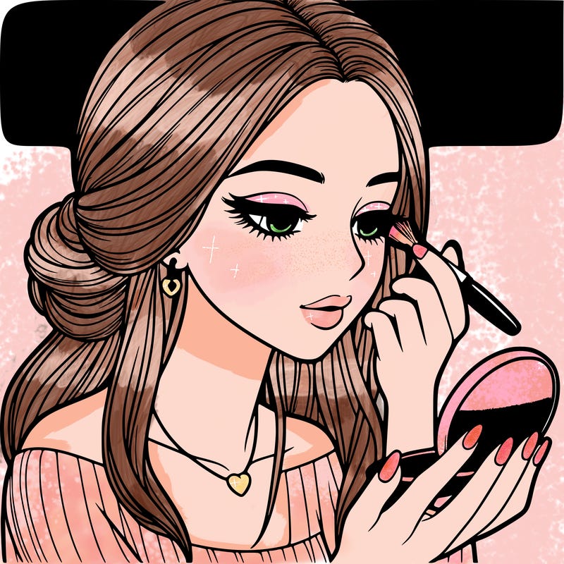 realistic girl doing makeup