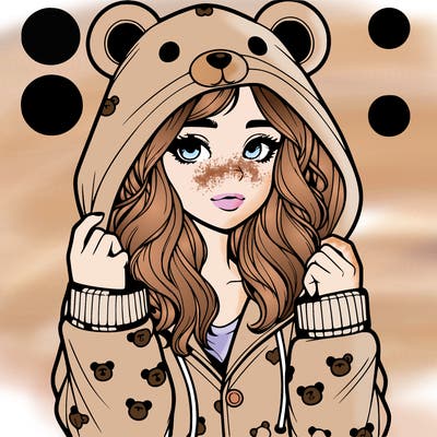 realistic girl in a animal pjs hoodie