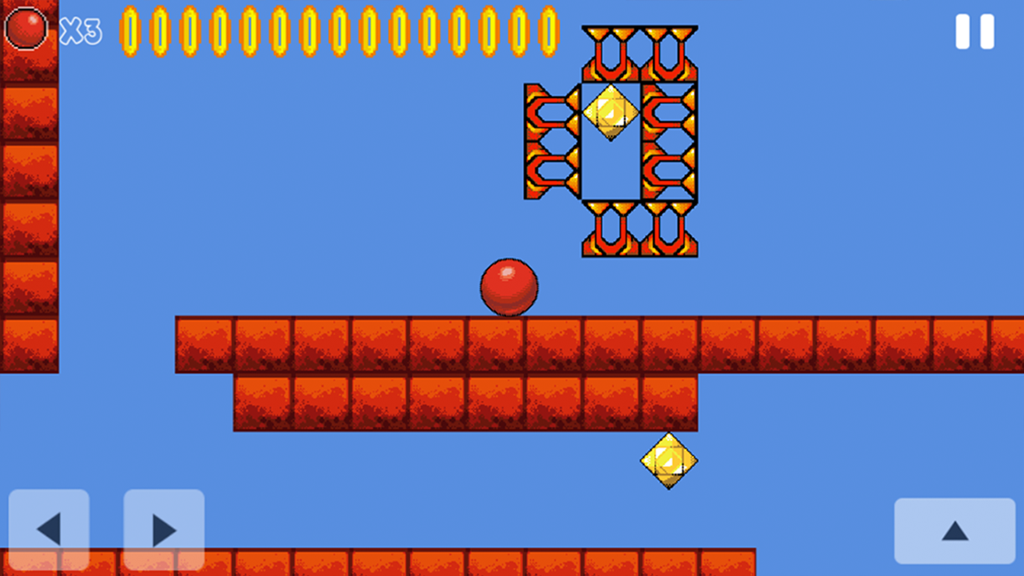 Bounce Original - Classic Arcade - Gameplay screen of Bounce Original showing a red ball on a brick platform with collectible rings and retro graphics.