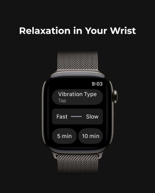 Sleep Vibrations - Sleep Vibrations app interface on an Apple Watch showing vibration type speed and duration settings