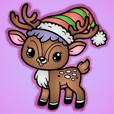 christmas reindeer with santa hat